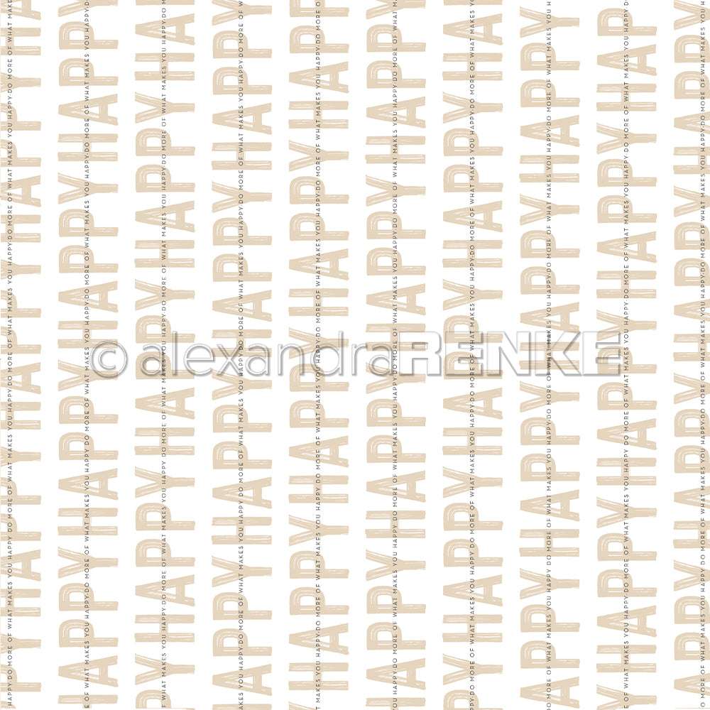 Cremefarbener Hintergrund mit vertikalem beigem HAPPY HANUKKAH Text in einem sich wiederholenden Muster - perfekt als Bucheinbandpapier oder für kreative Buchbinden und einzigartige Designpapiere Projekte von Alexandra Renke.