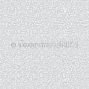 Hellblaues Alexandra Renke Bucheinbandpapier mit zartem weißen Blumenmuster und Wasserzeichentext @alexandraRENKE.