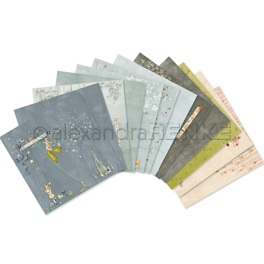 Die skurrilen, illustrierten Scrapbook-Papierbögen von Alexandra Renke in sanften Blau-, Grün- und Cremetönen sind ideal, um die Kreativität anzuregen oder Ihre Sammlungen zu bereichern.