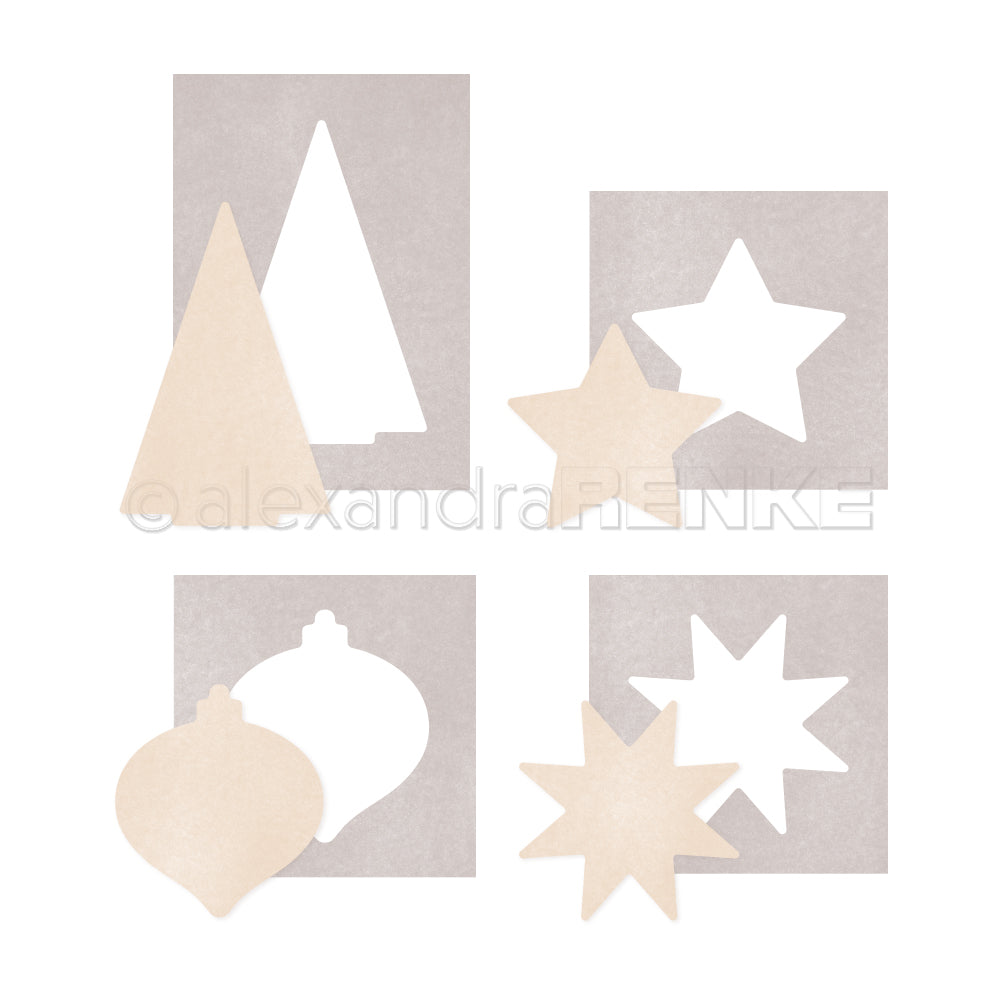 Papierausschnitte und Schablonen eines Baums, Sterns, Ornaments und achtzackigen Sterns von Alexandra Renke - ideal zur Inspiration oder als Teil Ihrer Kreativitäts-Bundle Kollektionen.