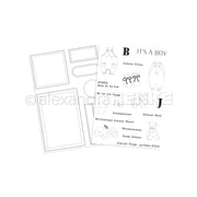 Zwei Alexandra Renke-Bögen mit skizzierten Formen, Tieren und deutschen Texten wie "Es ist ein Junge" sowie charmanten Illustrationen - ideal für kreative Bündel, die die Fantasie anregen.