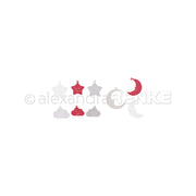 Rote und weiße Ausschnitte von Sternen, Monden und Wolken von Alexandra Renke - perfekt zur Inspiration oder als Ergänzung zu Ihren Kreativitäts-Bundle Kollektionen.