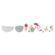 Die Illustration von brütenden Eiern und fünf Entenküken - einige mit Hüten, einem Regenschirm und einer Gießkanne - fängt Alexandra Renkes Charme ein und inspiriert die Kreativität in jeder Kollektionsszene.