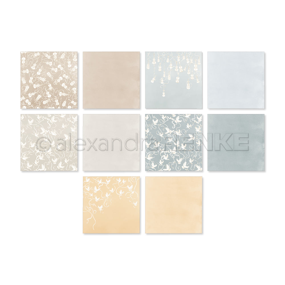 Zehn quadratische Kacheln von Alexandra Renke in sanften Pastellfarben, jede mit einem einzigartigen floralen oder abstrakten Design - ideal, um sich inspirieren zu lassen oder Ihre Kreativitäts-Bundle Kollektionen zu ergänzen.