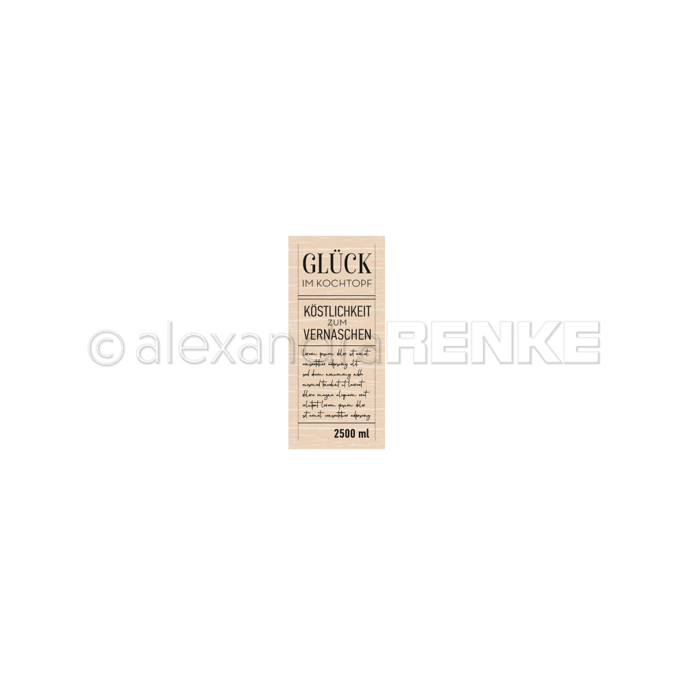 Wooden stamp 'Glück im Kochtopf'