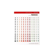 Der Bogen Classic Colors Enamel Dots von Alexandra Renke zeigt einen Farbverlauf von Schwarz über Rot bis hin zu Weiß, der in Reihen nach Größe angeordnet ist - ideal, um Farbe in Ihre Kartengestaltung zu bringen.