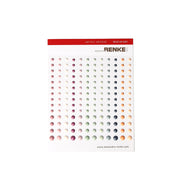 Ein Bogen Alexandra Renke bunter Emaillepunkte in ruhigen Farbtönen und verschiedenen Größen, übersichtlich angeordnet - ideal für die Kartengestaltung und andere kreative Projekte.