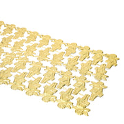 Reihen von kleinen, goldfarbenen, putzmunteren Figurinen von ☆ auf weißem Hintergrund - ideal als Dekoelemente für elegante Papierarbeitsprojekte.