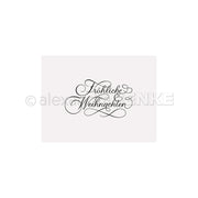 Die elegante schwarze Schrift auf Weiß lautet "Fröhliche Weihnachten" von Alexandra Renke, wunderschön gestaltet für die Verwendung mit einem Cut & Emboss Folder.