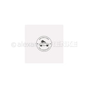 Minimalistische Illustration eines Autos mit einem Weihnachtsbaum und "DRIVING HOME FOR CHRISTMAS" in einem Kreis von Alexandra Renke - ideal, um Ihren Cut & Emboss Folder oder Stanzsystemen einen festlichen Charme zu verleihen.