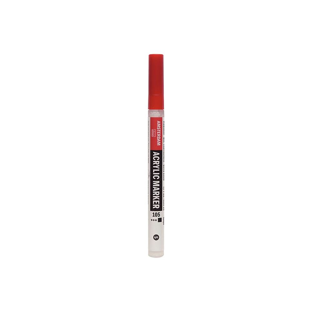 Roter Acryl-Marker von Amsterdam mit Farbe auf Wasserbasis.