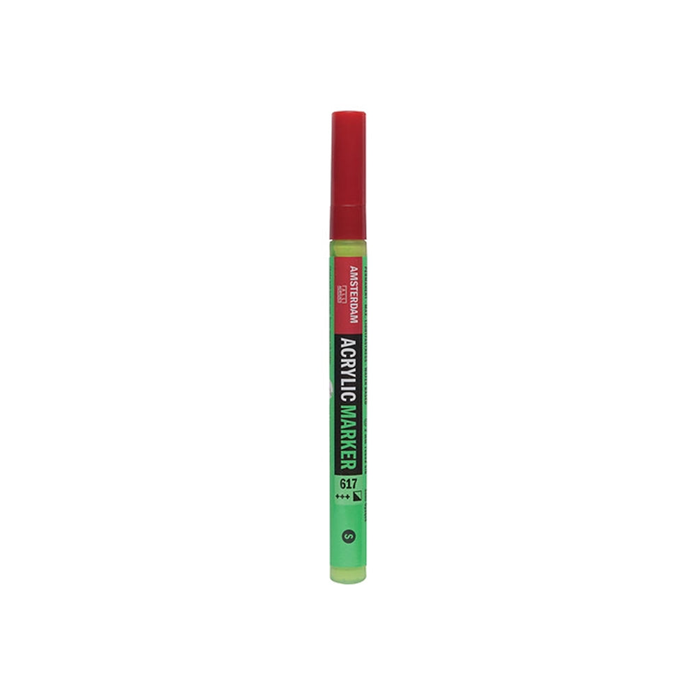 Hellgrüner Acrylmarker Amsterdam mit roter Kappe, ideal zum Gestalten von Kunstwerken.