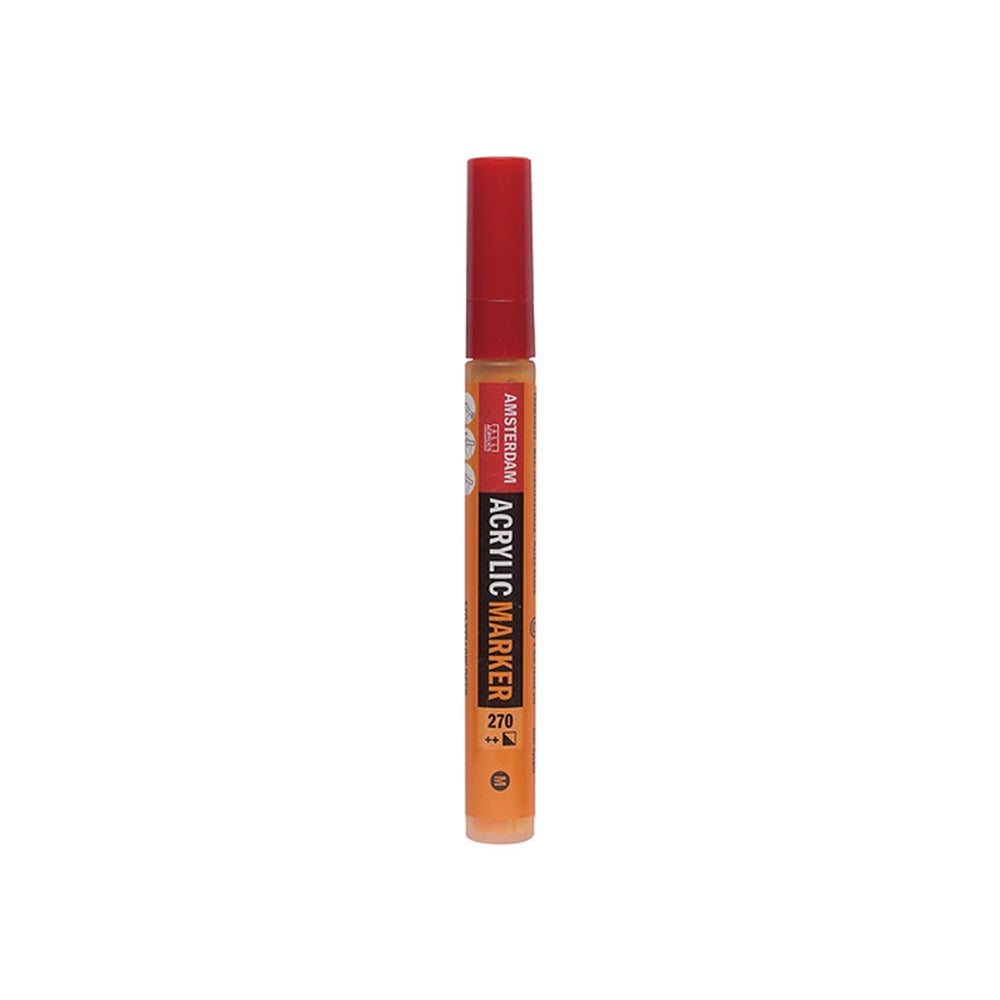 Orangefarbener Amsterdam-Acrylmarker mit roter Kappe.