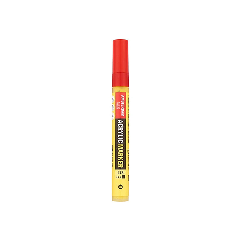 Amsterdam-Acrylmarker in Primärgelb mit roter Kappe.