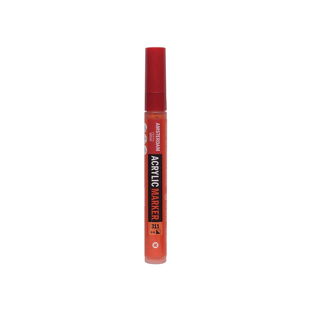 Roter Acrylmarker Amsterdam mit Farbe auf Wasserbasis.