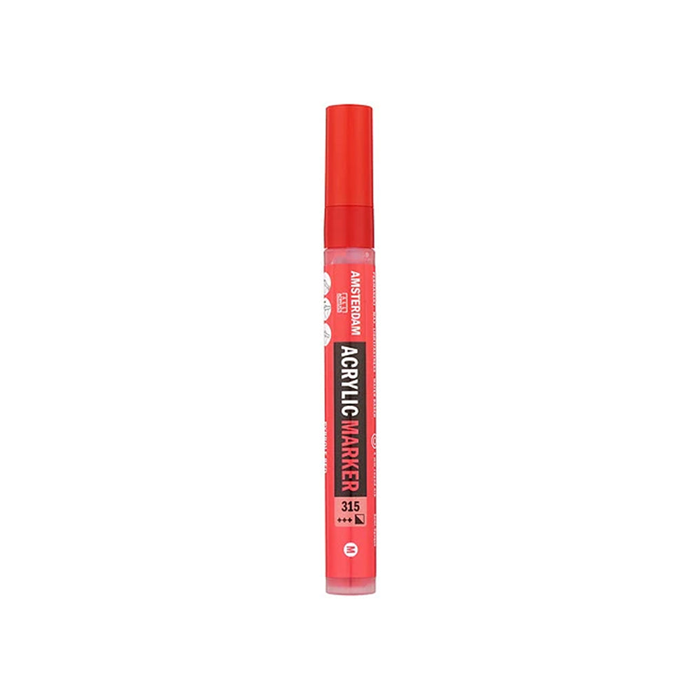 Roter Acrylmarker Amsterdam zur Verwendung auf Oberflächen wie Modelliermasse.