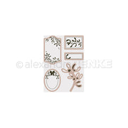 Ein Set mit Etiketten und Illustrationen zum Thema „Blumen-Mistel“, das für die Verwendung mit einer „Cut & Emboss“-Prägevorlage entworfen wurde.