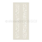 Alexandra Renke beige Schablone mit drei vertikalen Blumen- und Blattausschnittstreifen - ideal für die Gestaltung eleganter Musterstreifen Ranken mit Schablonen oder Schablonen.