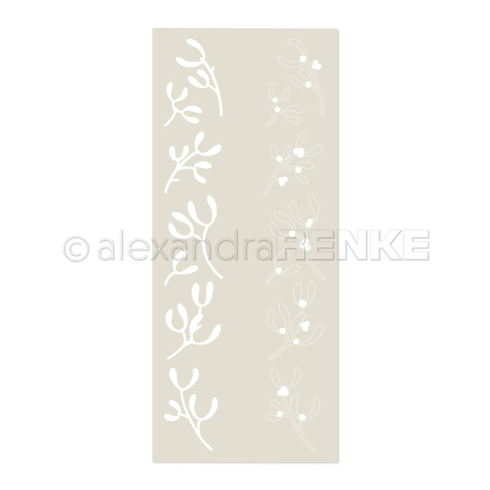 Briefmarken mit zwei vertikalen botanischen Mistelmustern in Form von geschichteten Misteln und einem Wasserzeichen von alexandraRENKE.