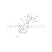 Schlichte graue Umrisse einer zarten Feder auf weißem Grund - perfekt zum Kombinieren mit Designpapieren oder zur Verwendung in Stanzsystemen von Alexandra Renke.