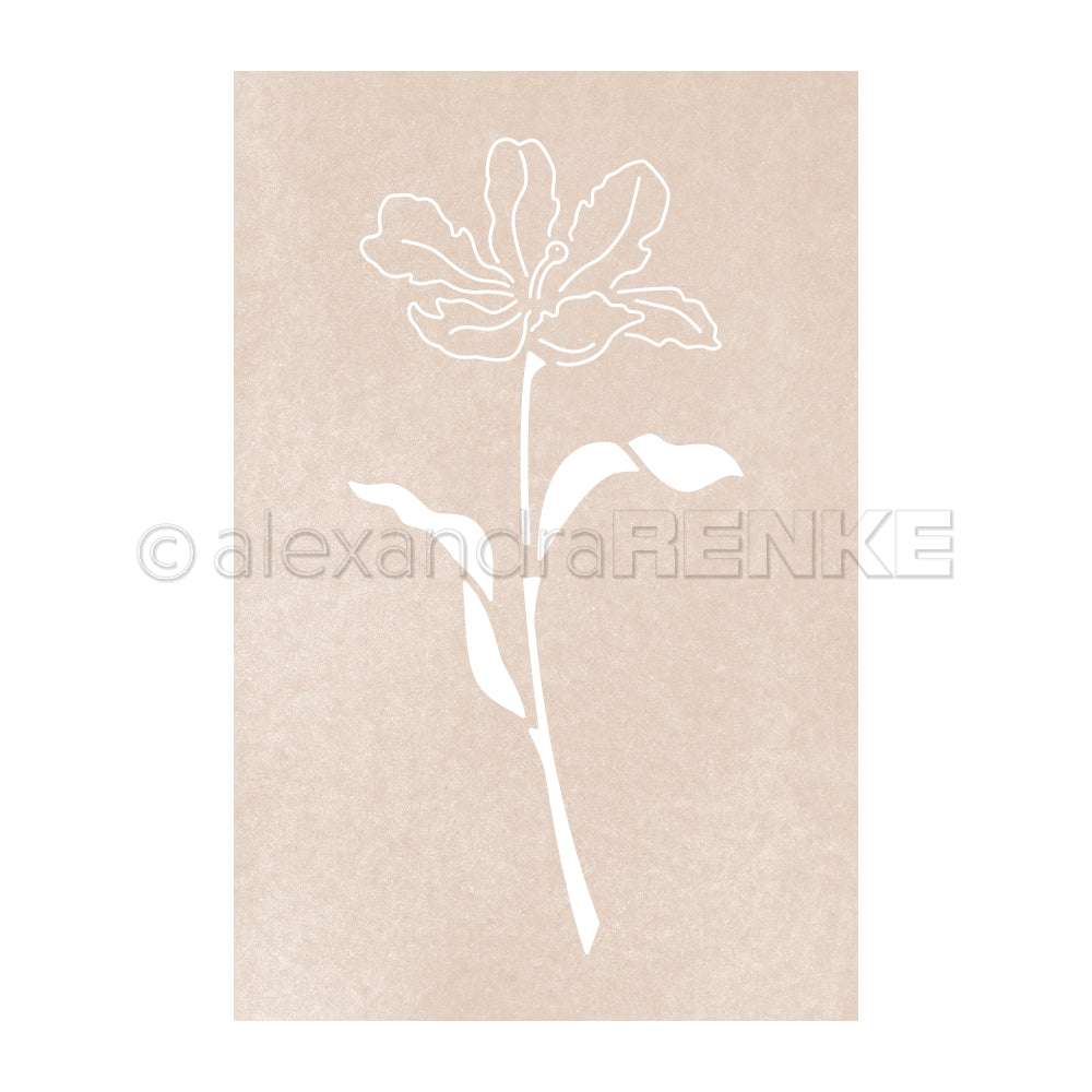 Minimalistische weiße Tulpen-Illustration auf beigem Hintergrund mit Alexandra Renke-Branding, ideal für Designpapier-Projekte oder zur Kombination mit Ihren Lieblings-Stanzsystemen.