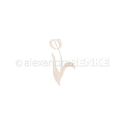 Minimalistische beige Tulpen-Illustration mit zwei Blättern auf weißem Hintergrund, perfekt für Alexandra Renke Designpapiere oder PAPPcut®ies Projekte.