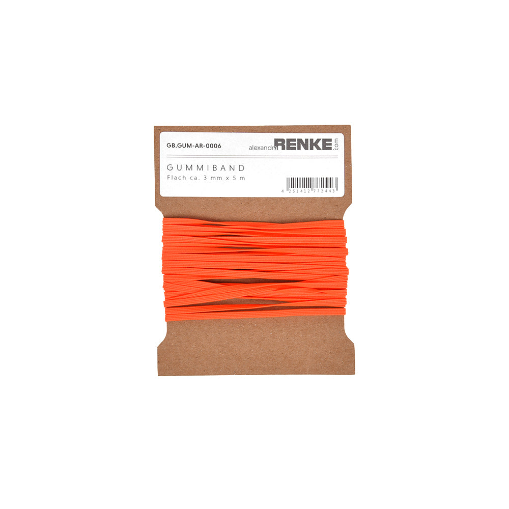 Rubber band flat 3 mm 'Orange'