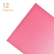 Rosa Blatt FSC-zertifiziertes Papier von ☆ auf weißem Hintergrund mit dem Text "12 Papiere" in der oberen linken Ecke.