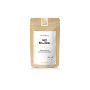 Ein Beutel Tate-Tee-Kräutertee mit der Aufschrift „Gute Besserung“ als Genesungswunsch, gefüllt mit einer wohltuenden Kräuterteemischung.