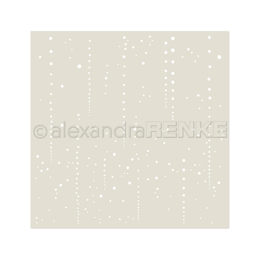 Beigefarbenes Quadrat von Alexandra Renke mit einem minimalen Muster aus vertikalen Linien und unterschiedlich großen weißen Punkten - ideal für Schablonen und Papierprojekte.