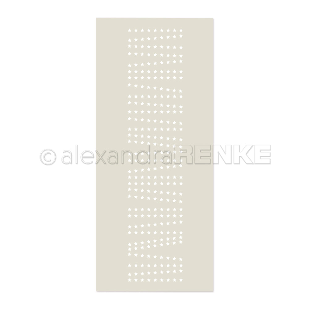Rechteckige beige Schablone von Alexandra Renke mit Reihen von kleinen, gleichmäßig verteilten Sternausschnitten - diese wiederverwendbare Schablone Sternenmuster ist perfekt für Schablone Papierprojekte.