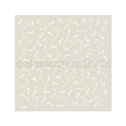 Beigefarbenes Quadrat mit weißen Zuckerstangenkonturen von Alexandra Renke, ideal für Schablonen Papierprojekte oder als wiederverwendbare Schablone in Ihrer nächsten Stencil Zuckerstangen Gestöber Kreation.