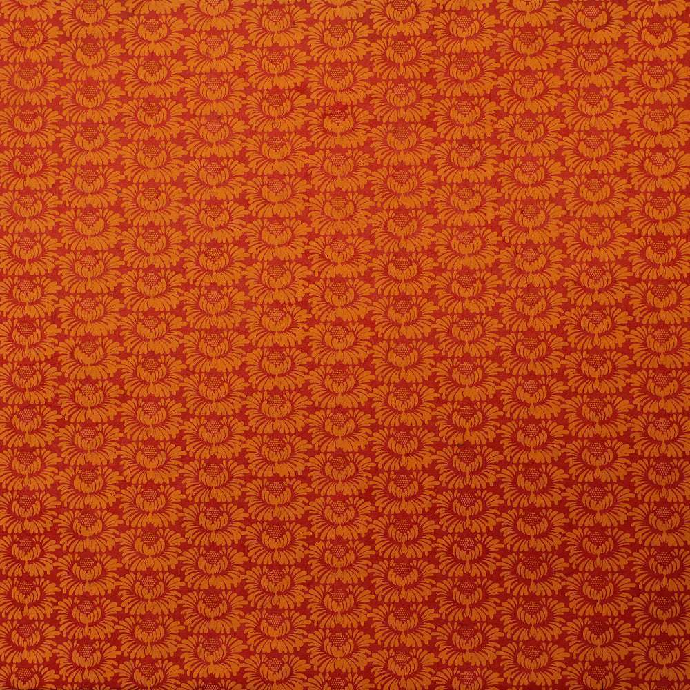 Oranger Stoff von ☆ mit kleinen gelben Blumenmustern in sauberen Reihen - ideal für Handarbeitsprojekte oder einzigartige Geschenkverpackungen.