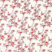 Die Marke ☆ zeigt ein rotes Blumenrankenmuster auf weißem Nepalpapier mit abstrakten Blumen und gewundenen Stängeln - ideal zum Verpacken von Geschenken oder zum Buchbinden.