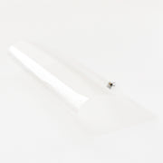 Ein klares, flexibles Transparentpapier von Alexandra Renke, gerollt zu einem losen Zylinder auf weißem Hintergrund - perfekt für Bastelprojekte und zum Bedrucken für personalisierte Bastelarbeiten.