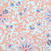 Florales Muster mit rosa Ranken, roten Blättern und blauen Blüten auf hellblau - ideal für Buchbinden oder Geschenke Verpacken auf hochwertigem Baumwollpapier von ☆.