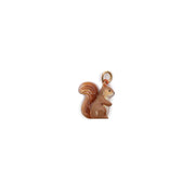 Kleiner brauner Eichhörnchen-Tieranhänger mit eingeknicktem Schwanz und einer goldenen Öse zum Befestigen an Schmuck oder Schlüsselanhängern – ein bezaubernder Anhänger und ein einzigartiges Schmuckstück für Tierfreunde.