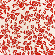 ☆ Rote florale Blütenmuster auf Weiß, mit sich wiederholenden stilisierten Blüten und Blättern - ideal für Geschenke Verpacken oder um Ihren Nepalpapier-Projekten einen Hauch von Eleganz zu verleihen.