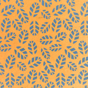 Blaue, blattförmige Muster auf orangefarbenem Hintergrund, gefertigt aus hochwertigem Nepalpapier von ☆-perfekt für Handarbeit oder Geschenke Verpacken.
