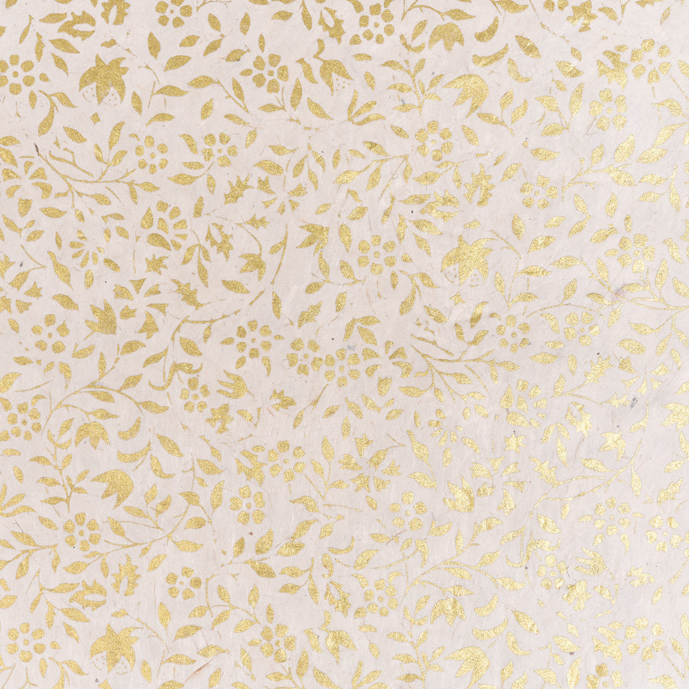 ☆ Goldenes Blumen- und Blattmuster auf hellbeigem Nepalpapier, ideal für Buchbinden oder Geschenke Verpacken - verleiht eine elegante, dekorative Note.