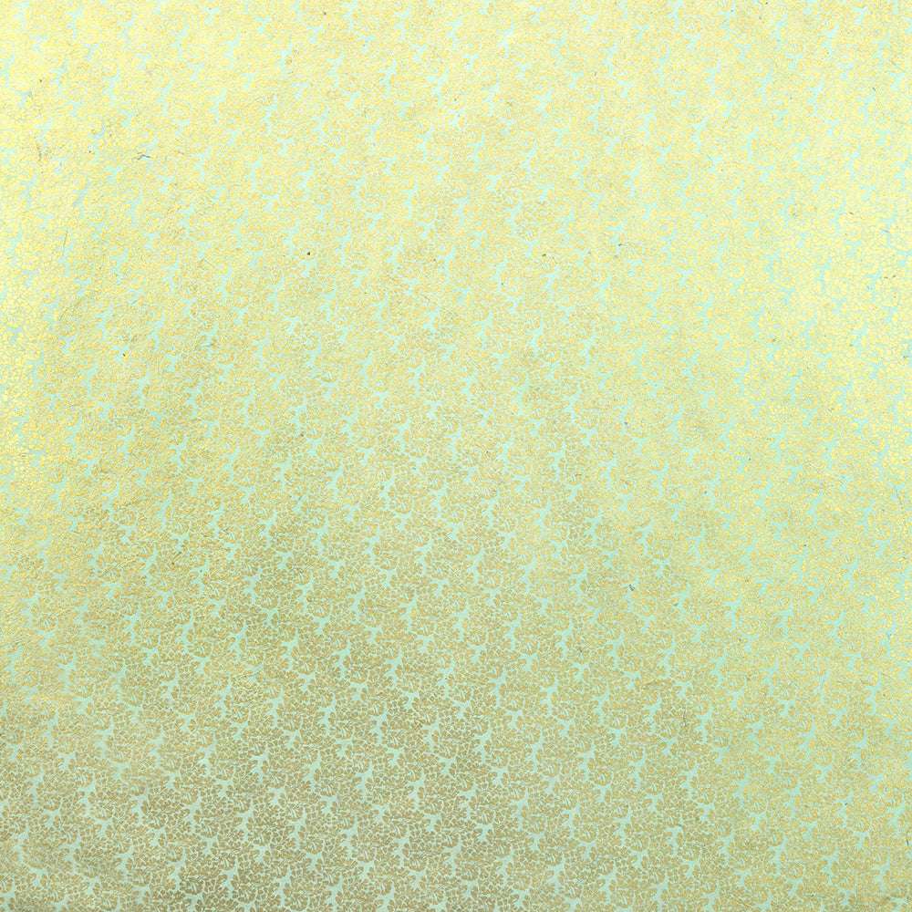 Hellgelbes Nepalpapier mit einem dezenten, sich wiederholenden Blumen- oder Blattmuster in helleren Tönen von ☆-ideal für Handarbeit oder Geschenke Verpacken.