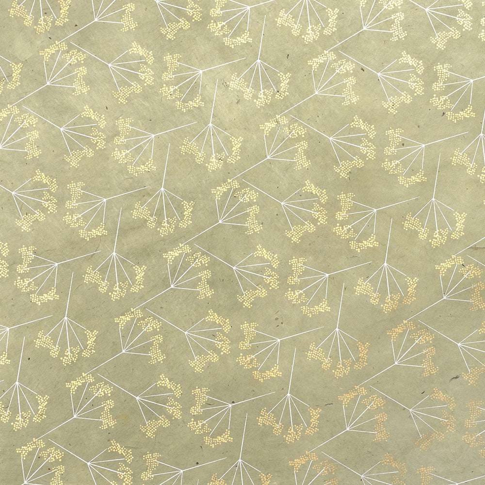 Gold und weißes abstraktes Blumenmuster auf beigem Hintergrund von ☆, ideal für Buchbinden oder Geschenke Verpacken.