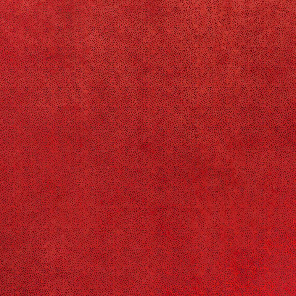 Rote strukturierte Nepalpapieroberfläche mit winzigen dunklen Punkten, die gleichmäßig über das gesamte Bild verteilt sind - ideal für Geschenke Verpacken oder Buchbinden. Marke: ☆.
