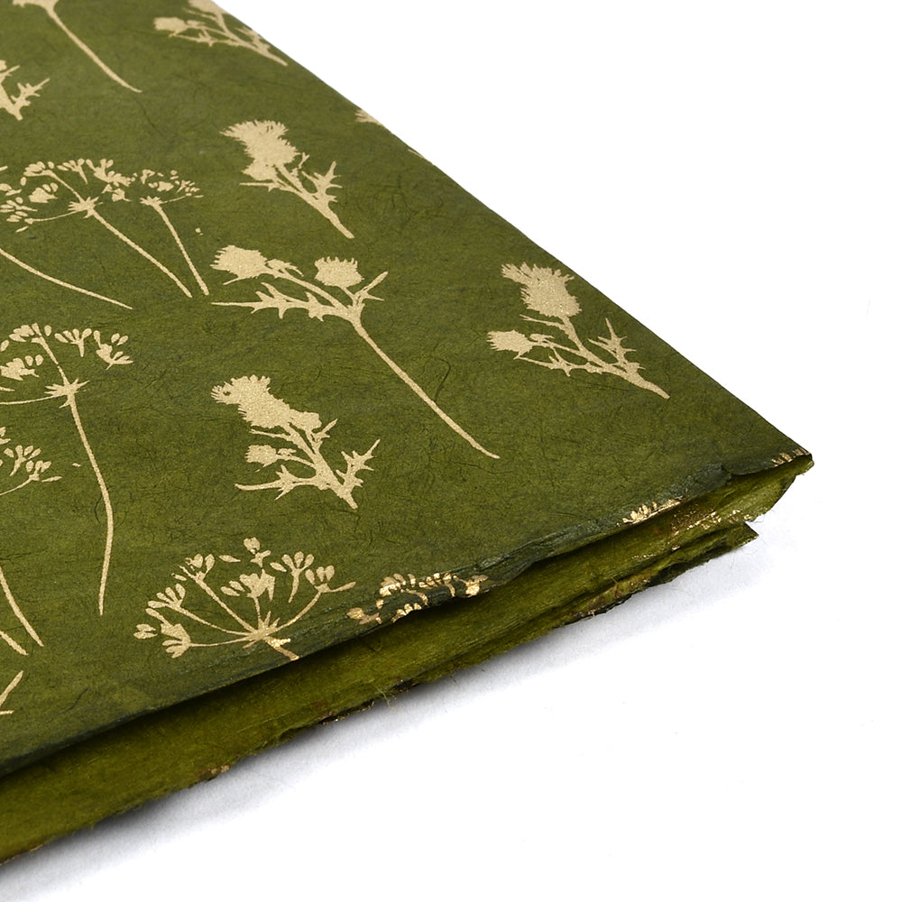 Nepal paper 'Thistles and grasses moss green'