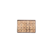 Ein Set aus 24 Zahlenstempeln aus Holz in einer Schale – ideal für einen selbstgebastelten Adventskalender.