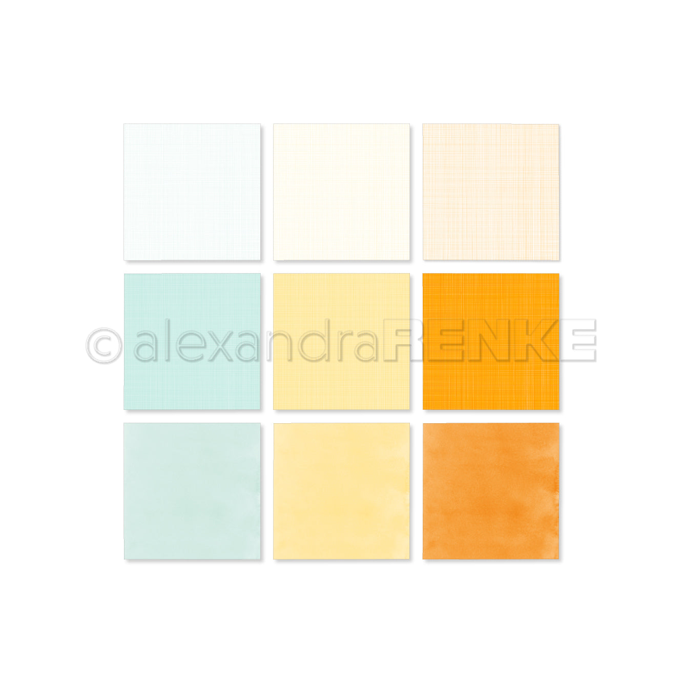 Neun pastellfarbene quadratische Papierbögen, angeordnet in einem 3×3-Raster auf weißem Hintergrund – ideal als Inspirationsquelle oder als Teil Ihrer „Kreativitätsbundle“-Kollektionen.
