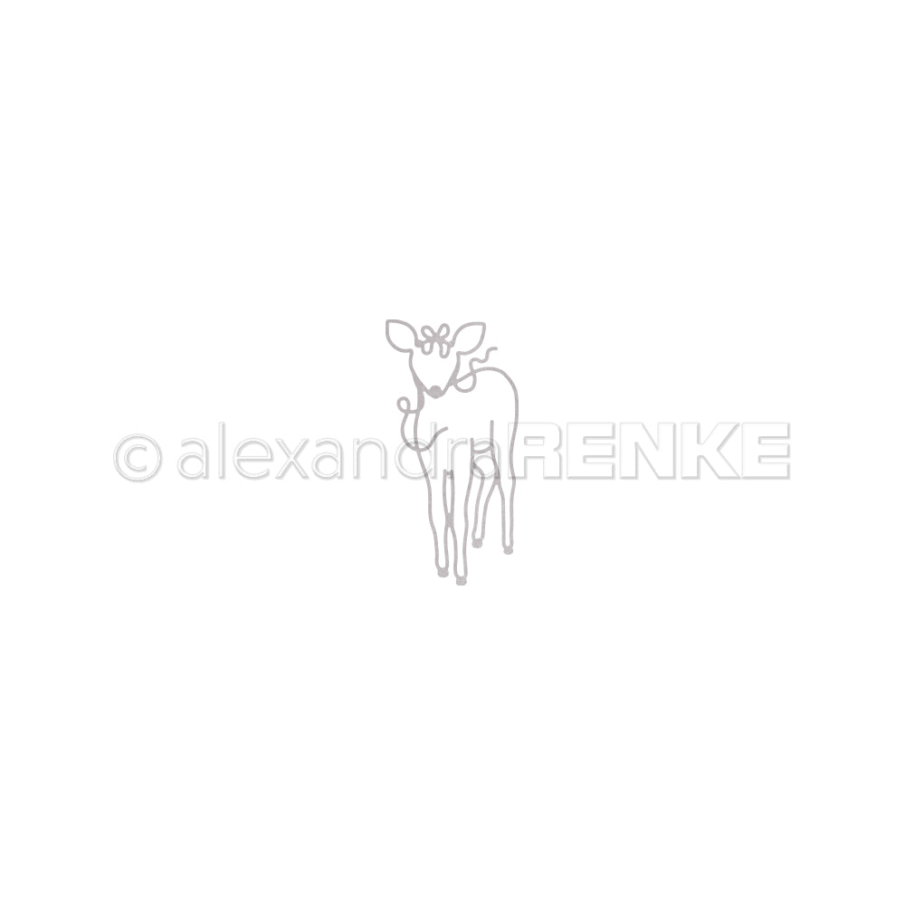 Minimalistische Strichzeichnung eines vorwärtsstrebenden Kalbs auf weißem Hintergrund, perfekt zur Kombination mit Alexandra Renke Designpapieren oder zur Verwendung in Alexandra Renke Stanzsystemen.