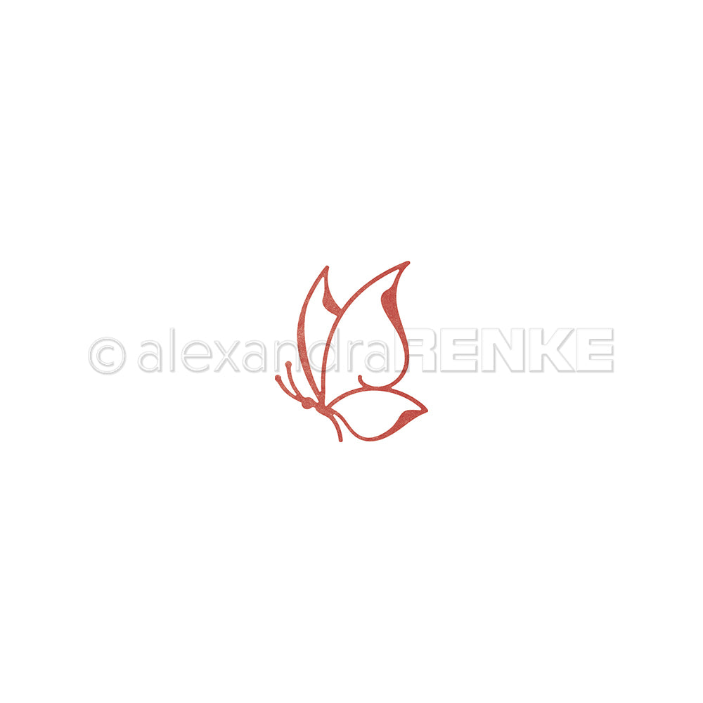 Einfache rote Linienzeichnung eines Schmetterlings auf weißem Hintergrund, inspiriert von Alexandra Renke - perfekt für Designpapiere oder die Verwendung mit DieCut-Systemen.