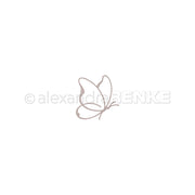 Minimalistische Schmetterlings-Linienzeichnung (Lineart Schmetterling Stanze) von Alexandra Renke, mit einem © Alexandra Renke Wasserzeichen in der Mitte.