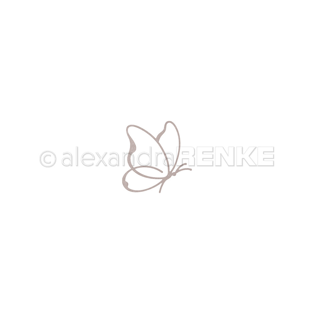 Minimalistische Schmetterlings-Linienzeichnung (Lineart Schmetterling Stanze) von Alexandra Renke, mit einem © Alexandra Renke Wasserzeichen in der Mitte.